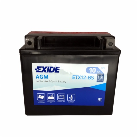 Akumulator 12V 10Ah ETX12-BS EXIDE AGM 